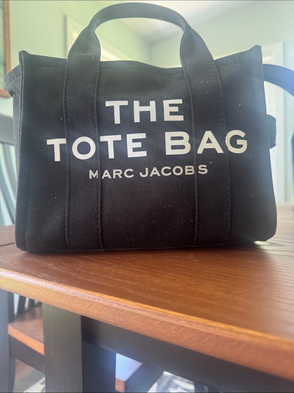 Marc Jacobs Black Canvas Duffel Tote with White Logo